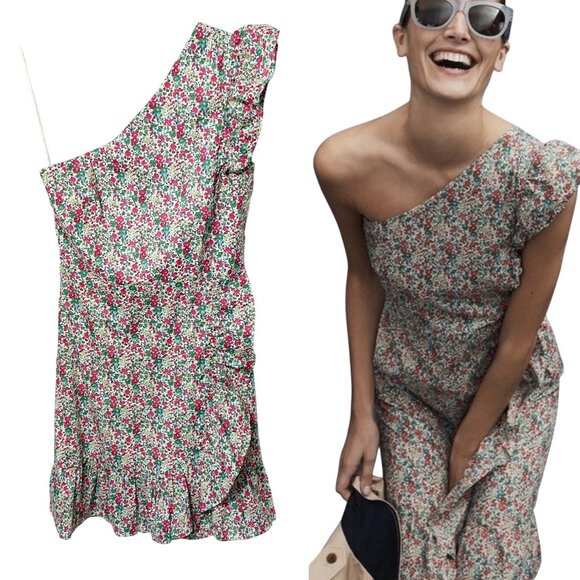 J. Crew Asymmetrical Ruffle Mini Dress One Shoulder Smocked Women’s Size 0P - Picture 12 of 12